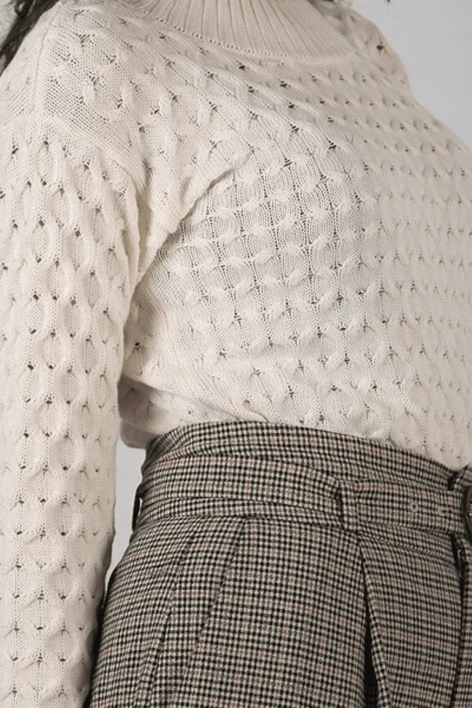 Suéter Nobsa Aran en algodón – Cuello ancho